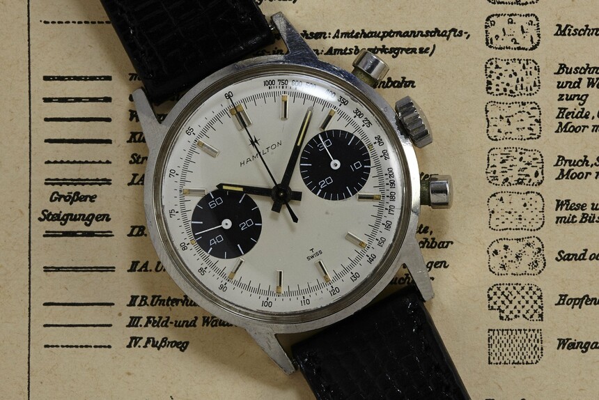 Hamilton Chronograph A. Mechanické chronografy z roku 1968 s Valjoux 7730. Zdroj: analogshift.com