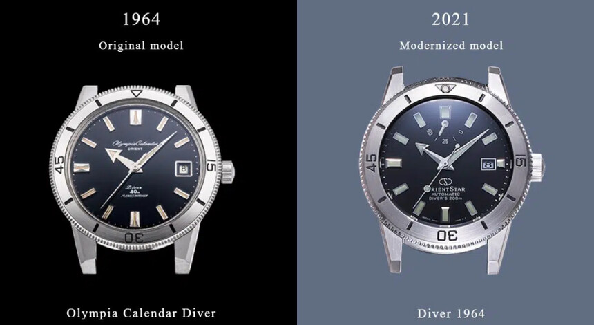 Porovnání původních hodinek z roku 1964 a první limitované edice z roku 2021. Zdroj.