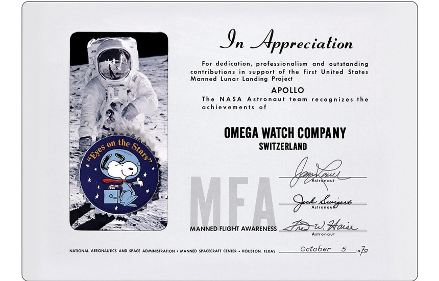 Ocenění astronautů NASA pro Omegu.
