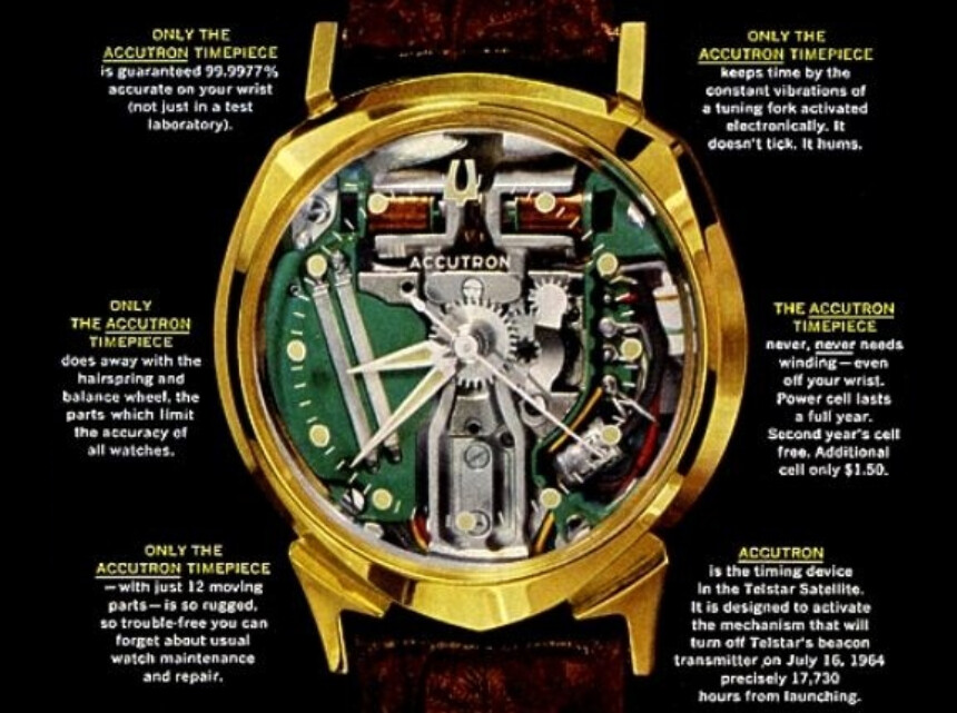 První model Accutron s názvem Spaceview 214 proslul průhledem na inovativní strojek a tím, že neměl po boku korunku jako tradiční hodinky.