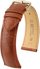 Kožený řemínek Hirsch Genuine Alligator L 10220779-1, oranžový, aligátoří kůže, prodloužená délka