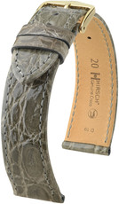 Kožený řemínek Hirsch Genuine Croco L 18920830-1, šedý, krokodýlí kůže, prodloužená délka