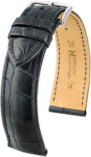 Kožený řemínek Hirsch Genuine Alligator L 10220759-2, černý, aligátoří kůže, prodloužená délka