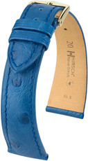Kožený řemínek Hirsch Massai Ostrich L 04362085-1, modrý, pštrosí kůže, prodloužená délka