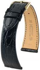 Kožený řemínek Hirsch Genuine Croco L 01808050-1, černý, krokodýlí kůže, prodloužená délka