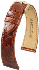 Kožený řemínek Hirsch Genuine Croco M 01808170-1, hnědý, krokodýlí kůže