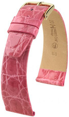 Kožený řemínek Hirsch Prestige L 02208025-1, růžový, krokodýlí kůže, prodloužená délka