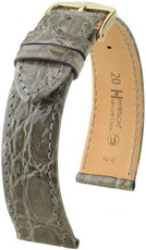 Kožený řemínek Hirsch Genuine Croco M 01808130-1, šedý, krokodýlí kůže