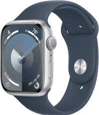 Apple Watch Series 9 GPS 45mm Silver Aluminium Case / Storm Blue Sport Band - M/L