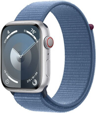 Apple Watch Series 9 GPS + Cellular 41mm Silver Aluminium Case / Winter Blue Sport Loop