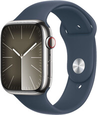 Apple Watch Series 9 GPS + Cellular 41mm Silver Stainless Steel Case / Storm Blue Sport Band - M/L (rozbalené)