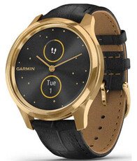 Garmin Vívomove 3 Luxe, 24K Gold / Black Leather Band (Premium) (II. Jakost)