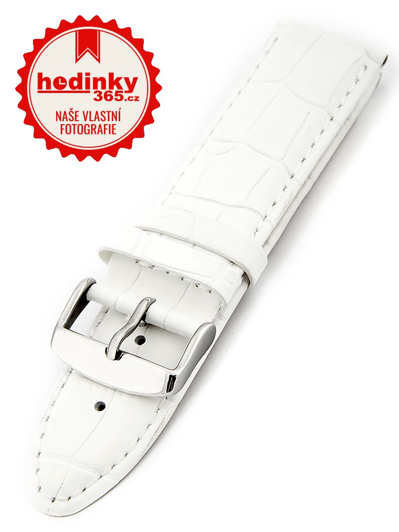 Unisex kožený bílý řemínek k hodinkám HYP-01-WHITE 24 mm