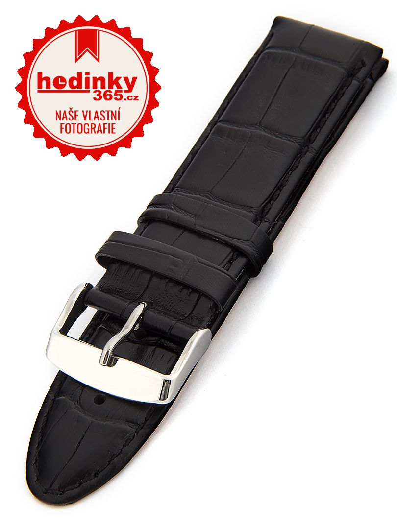 Unisex kožený černý řemínek k hodinkám HYP-01-NERO 22 mm