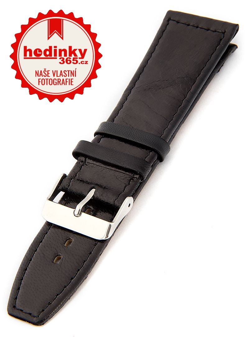 Unisex kožený černý řemínek k hodinkám W-309-L1