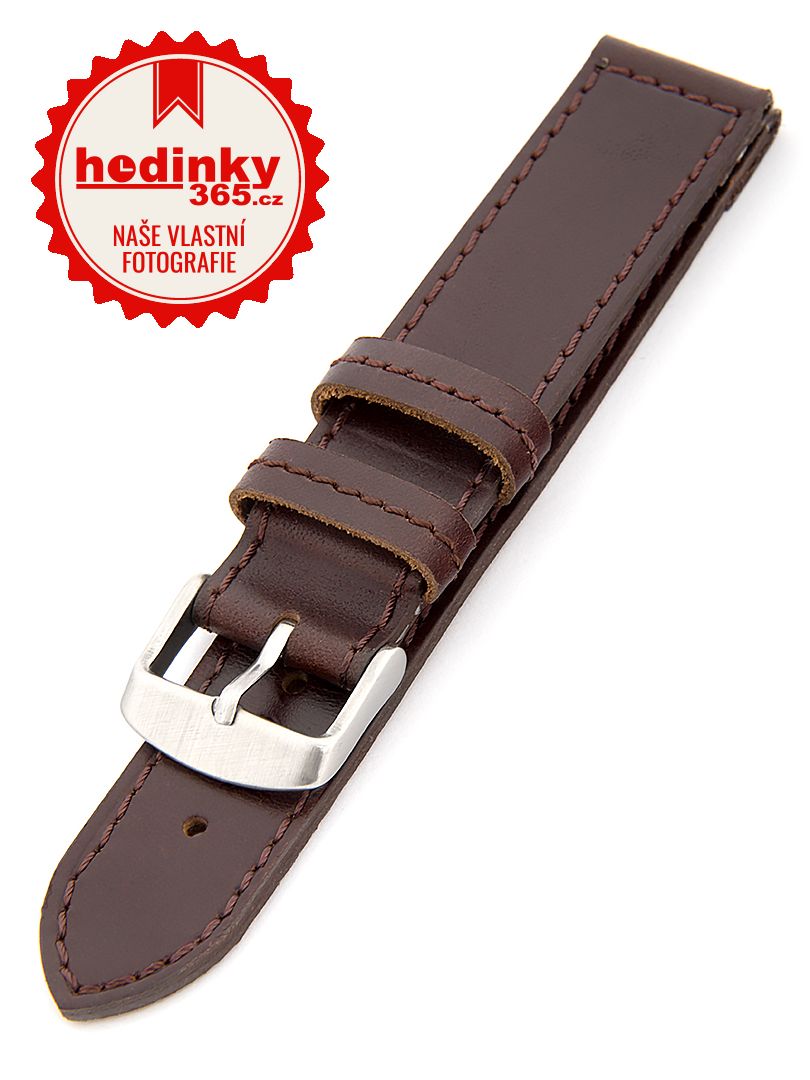Unisex kožený hnědý řemínek k hodinkám H-5-C 24 mm