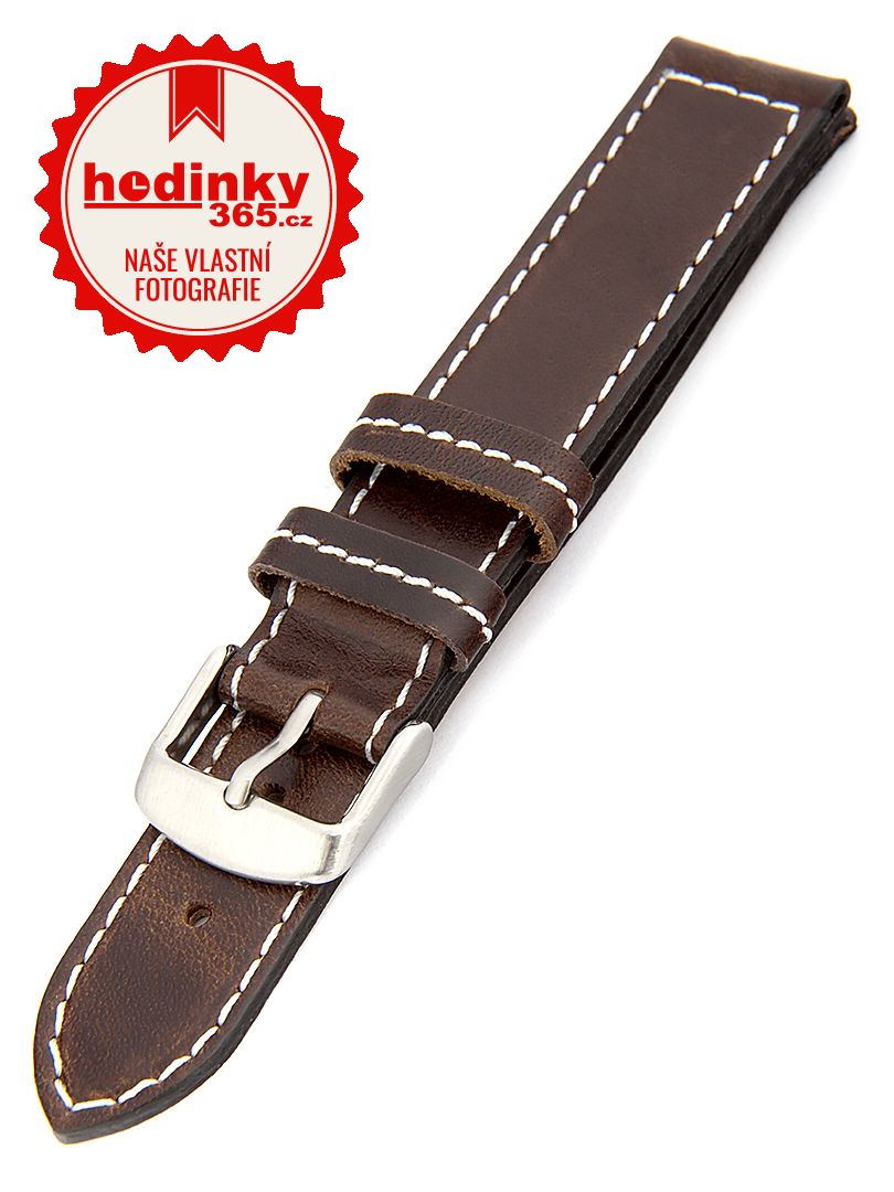 Unisex kožený hnědý řemínek k hodinkám H-5-D