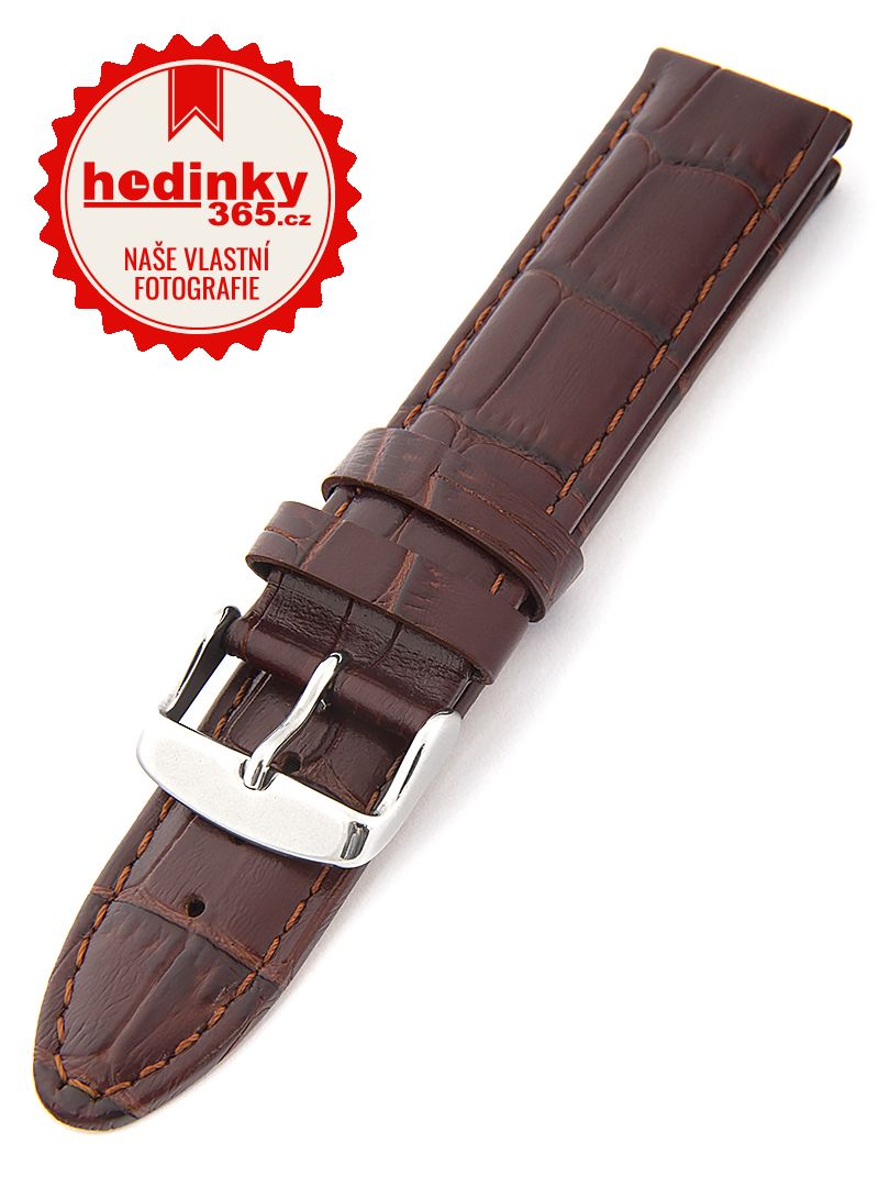 Unisex kožený hnědý řemínek k hodinkám HYP-01-BROWN 22 mm