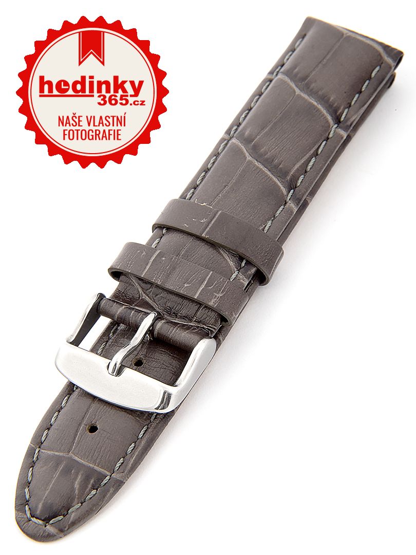 Unisex kožený šedý řemínek k hodinkám HYP-01-GREY 24 mm
