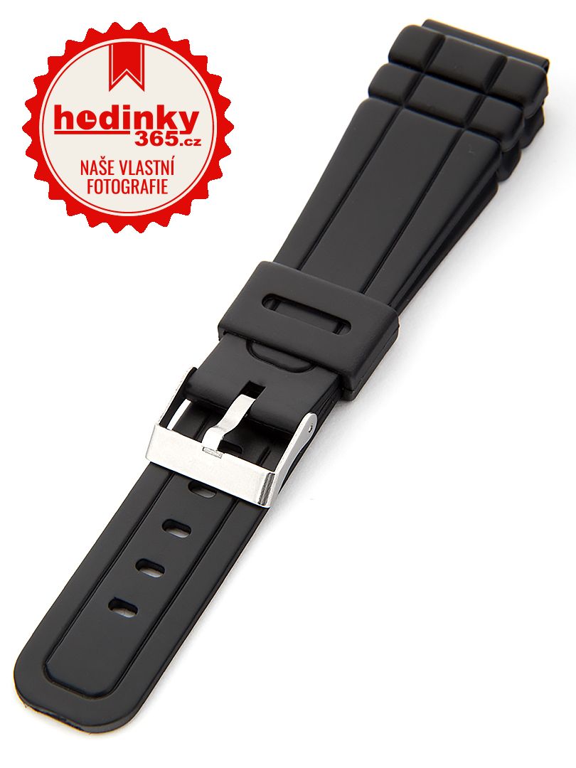 Unisex plastový černý řemínek k hodinkám P040 20 mm