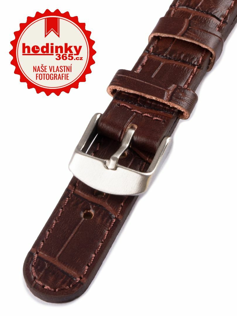 Unisex kožený tmavě hnědý řemínek k hodinkám W-080-B 20 mm