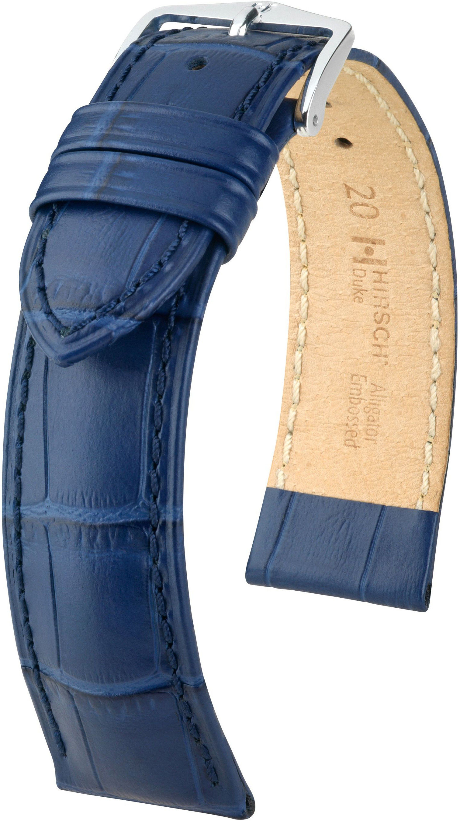 Tmavě modrý kožený řemínek Hirsch Duke L 01028080-2 (Teletina) 20 mm