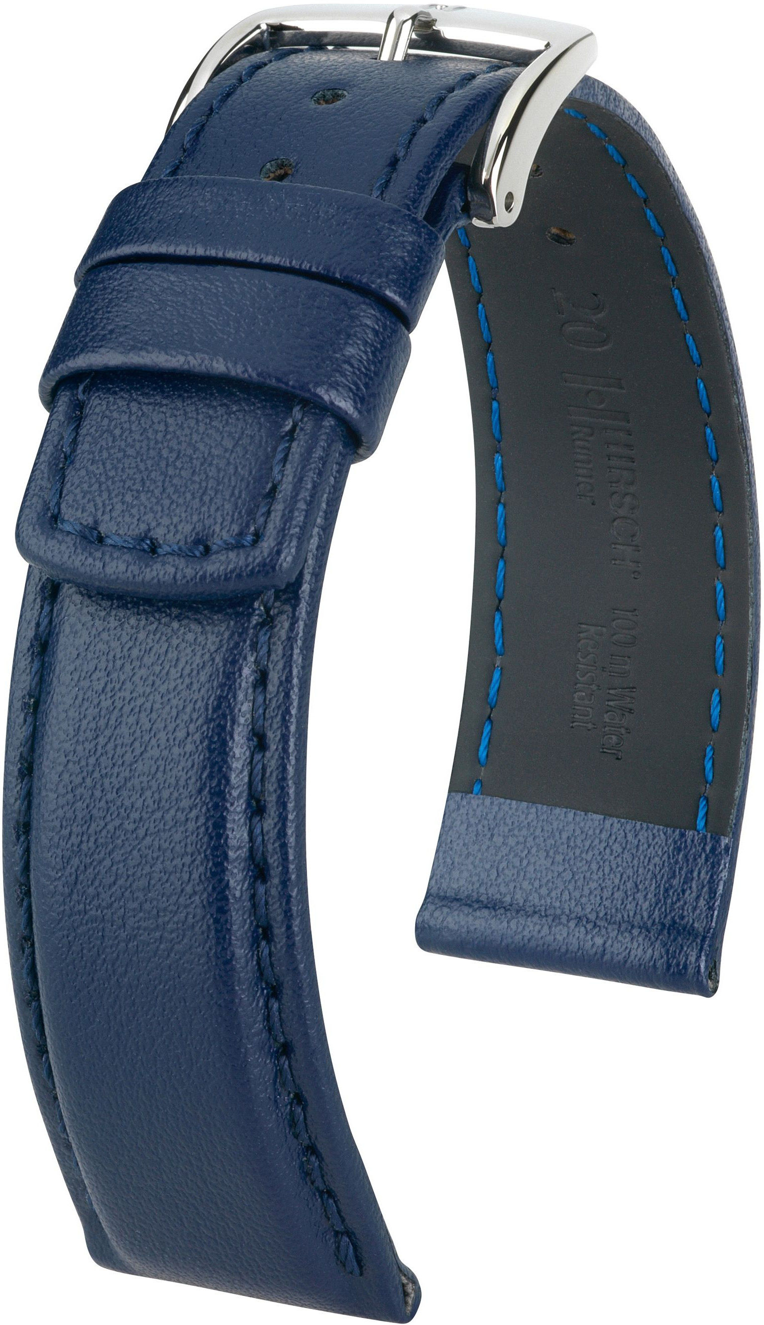 Tmavě modrý řemínek Hirsch Runner L 04002080-2 (Teletina / pryž) 20 mm