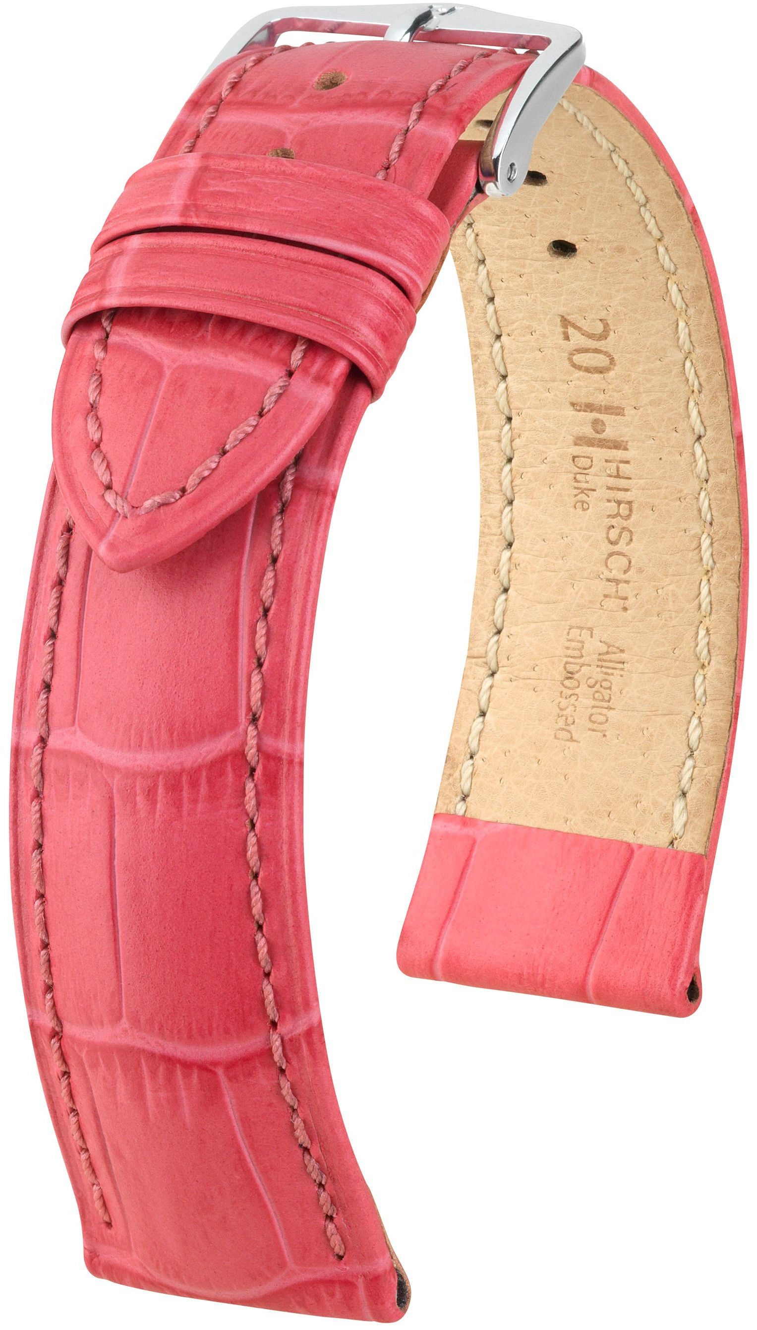 Růžový kožený řemínek Hirsch Duke M 01028125-2 (Teletina) 20 mm