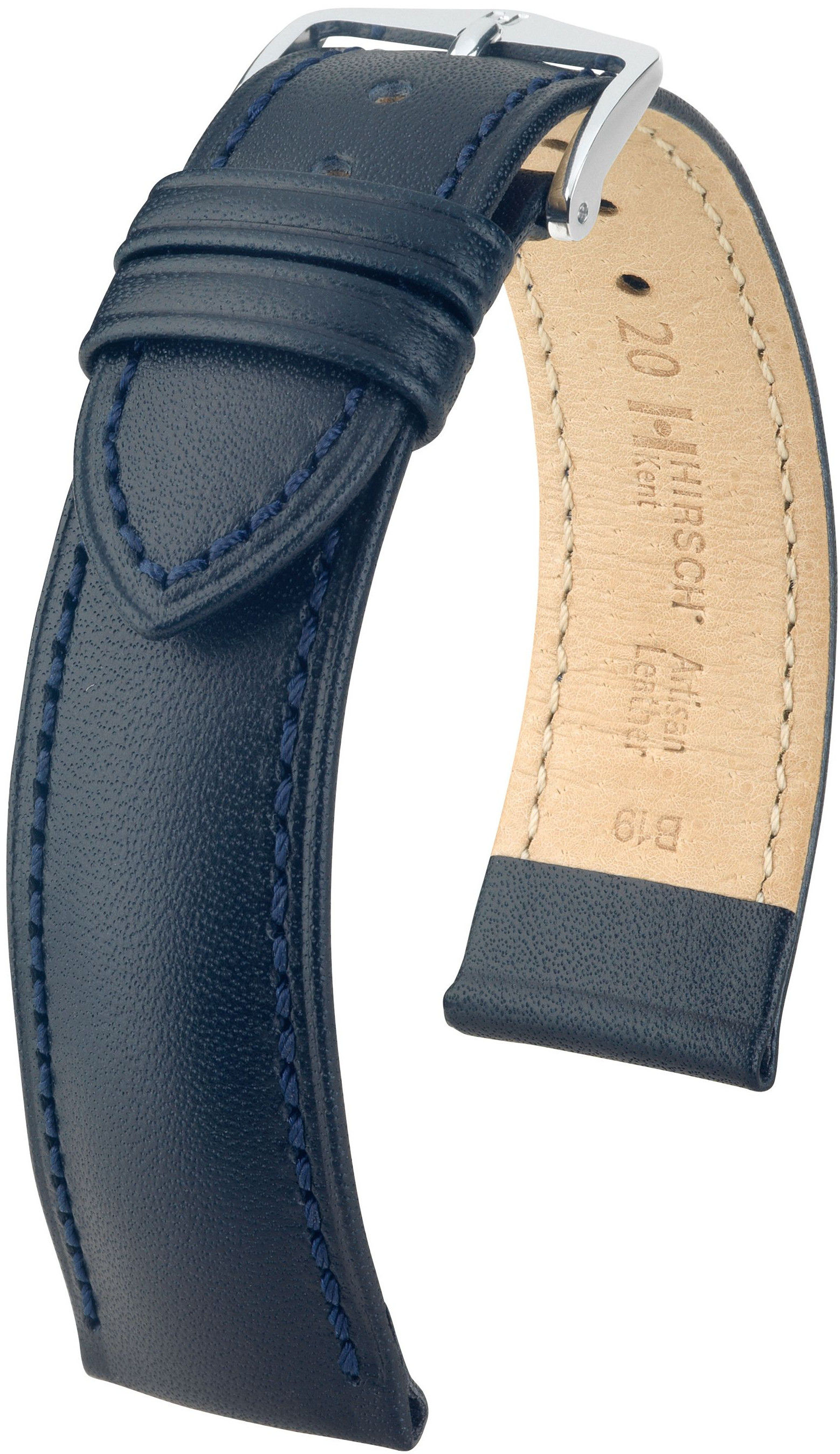 Tmavě modrý kožený řemínek Hirsch Kent L 01002080-2 (Teletina) 20 mm
