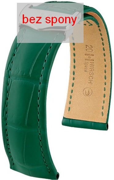 Tmavě zelený kožený řemínek Hirsch Speed 07507449-2 (Aligátoří kůže) Hirsch Selection 20 mm (spona 18 mm)