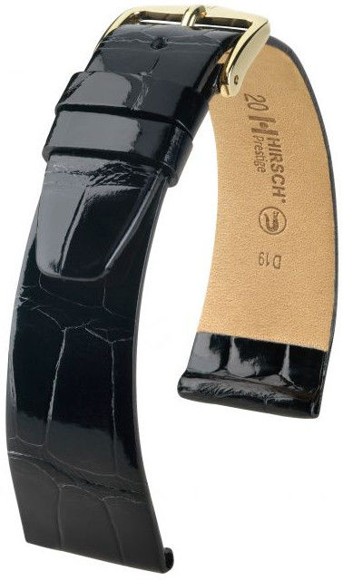 Černý kožený řemínek Hirsch Prestige L 02207050-1 (Aligátoří kůže) Hirsch Selection 20 mm