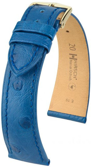 Modrý kožený řemínek Hirsch Massai Ostrich L 04262085-1 (Pštrosí kůže) Hirsch Selection 18 mm