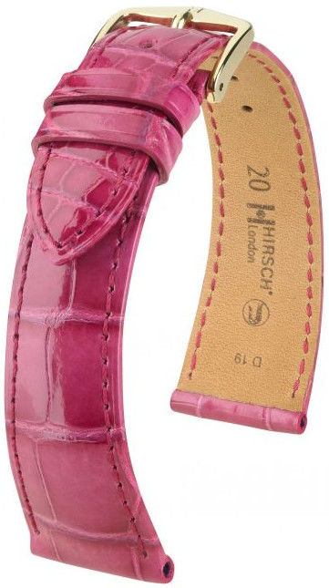 Růžový kožený řemínek Hirsch London L 04207024-1 (Aligátoří kůže) Hirsch Selection 22 mm (spona 18mm)