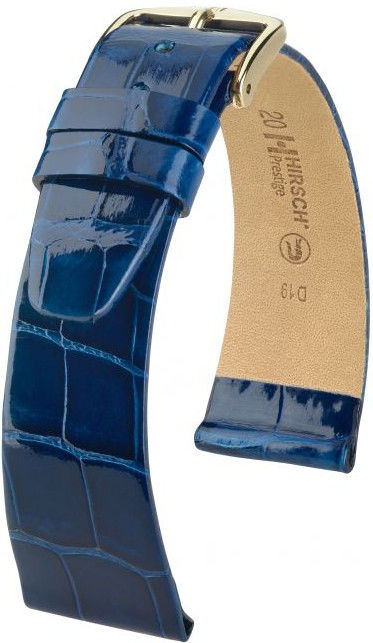 Tmavě modrý kožený řemínek Hirsch Prestige L 02207080-1 (Aligátoří kůže) Hirsch Selection 20 mm