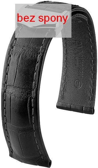 Černý kožený řemínek Hirsch Speed 07407459-2 (Aligátoří kůže) 18 mm (spona 16 mm)