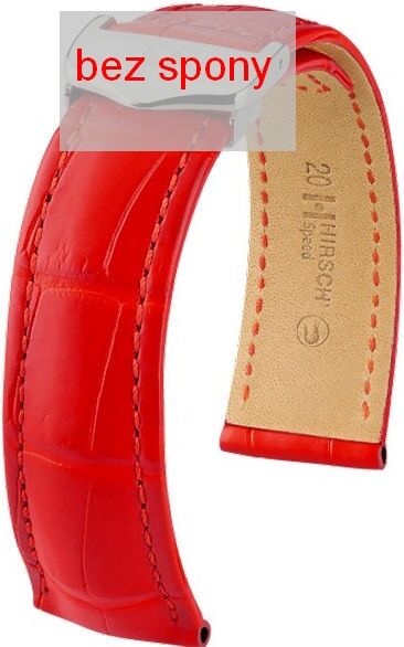 Červený kožený řemínek Hirsch Speed 07407429-2 (Aligátoří kůže) Hirsch Selection 18 mm (spona 16 mm)