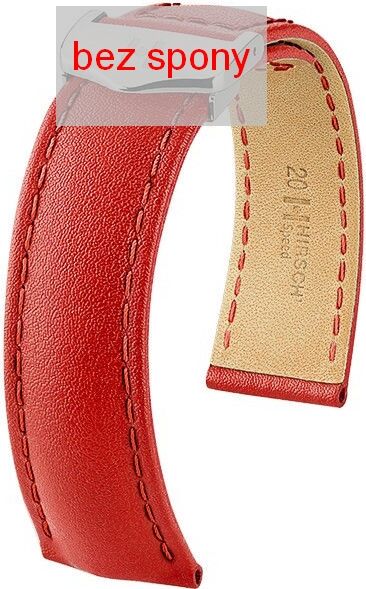 Červený kožený řemínek Hirsch Speed 07502420-2 (Teletina) Hirsch Selection 22 mm (spona 18 mm)