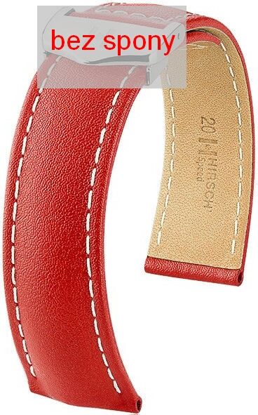 Červený kožený řemínek Hirsch Speed 07502421-2 (Teletina) Hirsch Selection 22 mm (spona 18 mm)