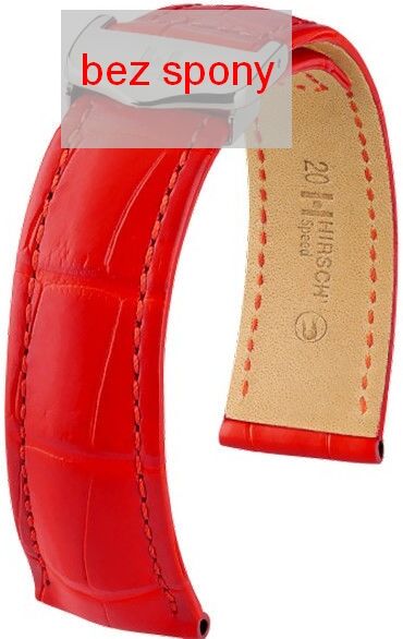 Červený kožený řemínek Hirsch Speed 07507429-2 (Aligátoří kůže) Hirsch Selection 22 mm (spona 18 mm)