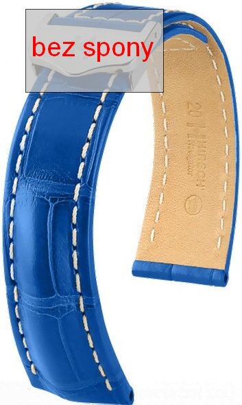 Modrý kožený řemínek Hirsch Navigator 07007485-2 (Aligátoří kůže) Hirsch Selection 20 mm (spona 16 mm)