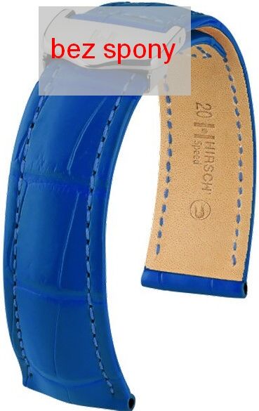 Modrý kožený řemínek Hirsch Speed 07407485-2 (Aligátoří kůže) Hirsch Selection 18 mm (spona 16 mm)