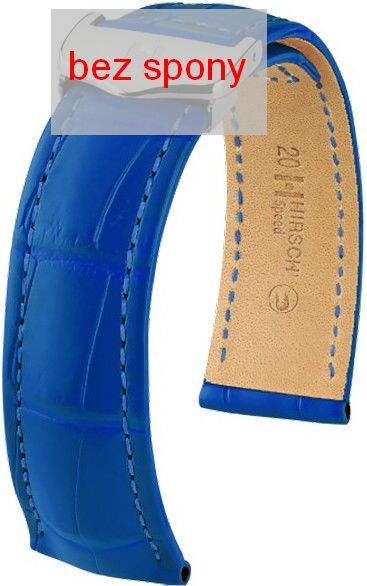 Modrý kožený řemínek Hirsch Speed 07507485-2 (Aligátoří kůže) Hirsch Selection 22 mm (spona 18 mm)