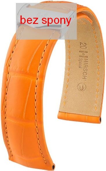 Oranžový kožený řemínek Hirsch Speed 07407476-2 (Aligátoří kůže) Hirsch Selection 18 mm (spona 16 mm)