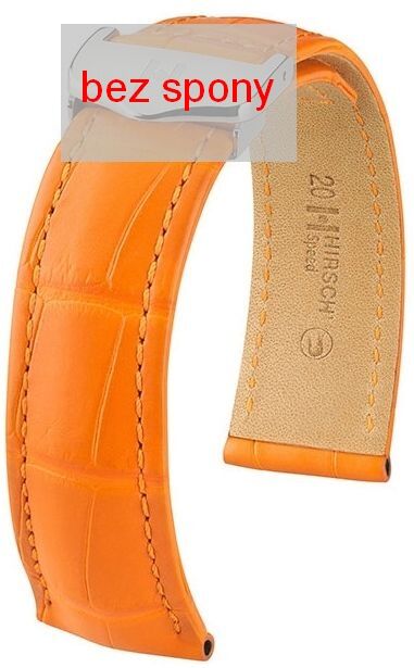 Oranžový kožený řemínek Hirsch Speed 07507476-2 (Aligátoří kůže) Hirsch Selection 22 mm (spona 18 mm)