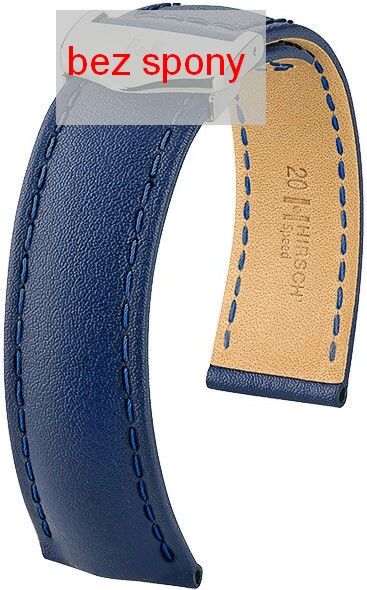 Tmavě modrý kožený řemínek Hirsch Speed 07402480-2 (Teletina) Hirsch Selection 20 mm (spona 16 mm)
