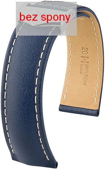 Tmavě modrý kožený řemínek Hirsch Speed 07402481-2 (Teletina) Hirsch Selection 20 mm (spona 16 mm)