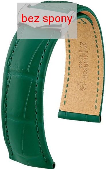 Tmavě zelený kožený řemínek Hirsch Speed 07407449-2 (Aligátoří kůže) Hirsch Selection 20 mm (spona 16 mm)
