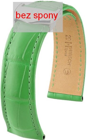 Zelený kožený řemínek Hirsch Speed 07407442-2 (Aligátoří kůže) Hirsch Selection 18 mm (spona 16 mm)