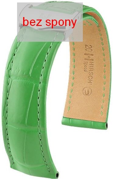 Zelený kožený řemínek Hirsch Speed 07507442-2 (Aligátoří kůže) Hirsch Selection 22 mm (spona 18 mm)