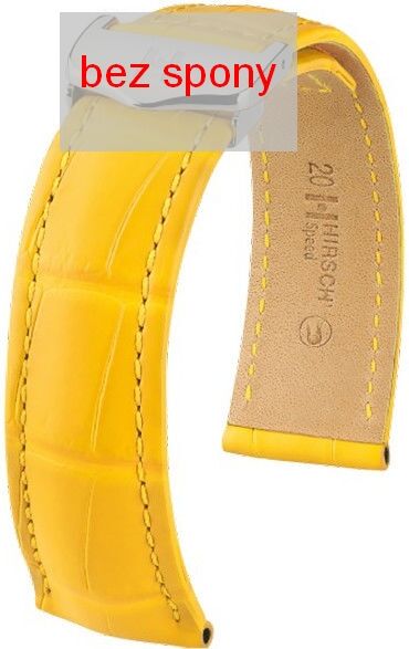 Žlutý kožený řemínek Hirsch Speed 07407472-2 (Aligátoří kůže) Hirsch Selection 18 mm (spona 16 mm)